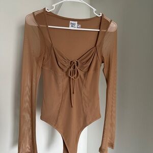 Princess Polly Brown Long Sleeve Bodysuit
